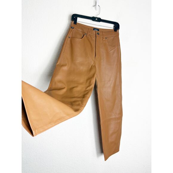 Citizens Of Humanity Calista Curve Leather Pants Size 26 Camel Barrel Leg - Picture 12 of 15